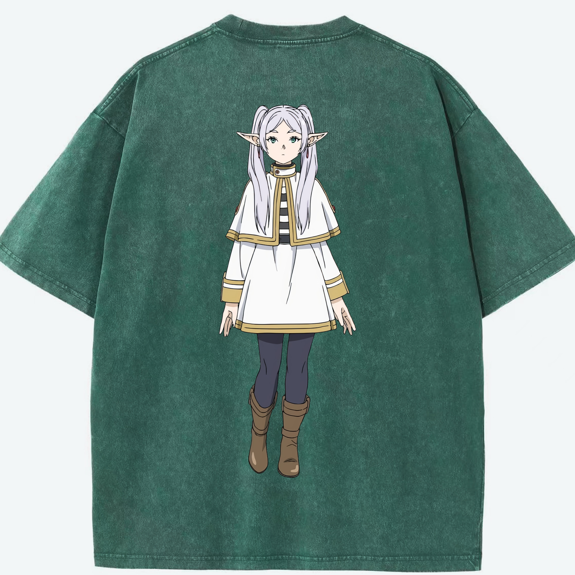 （画像用） 葬送のフリーレン Frieren 綿100% ヴィンテージ風 半袖Tシャツ（背面プリント）